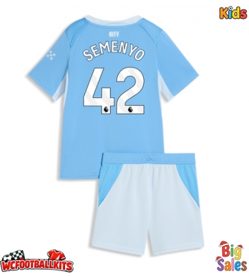 Manchester City Antoine Semenyo #42 Replica Home Stadium Kit for Kids 2026-27 Short Sleeve (+ pants)